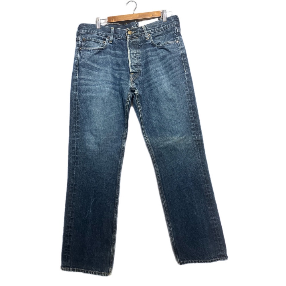 Hollister Straight Leg Jeans Mens 32x32 Blue Excellent Button Fly 100% Cotton‎